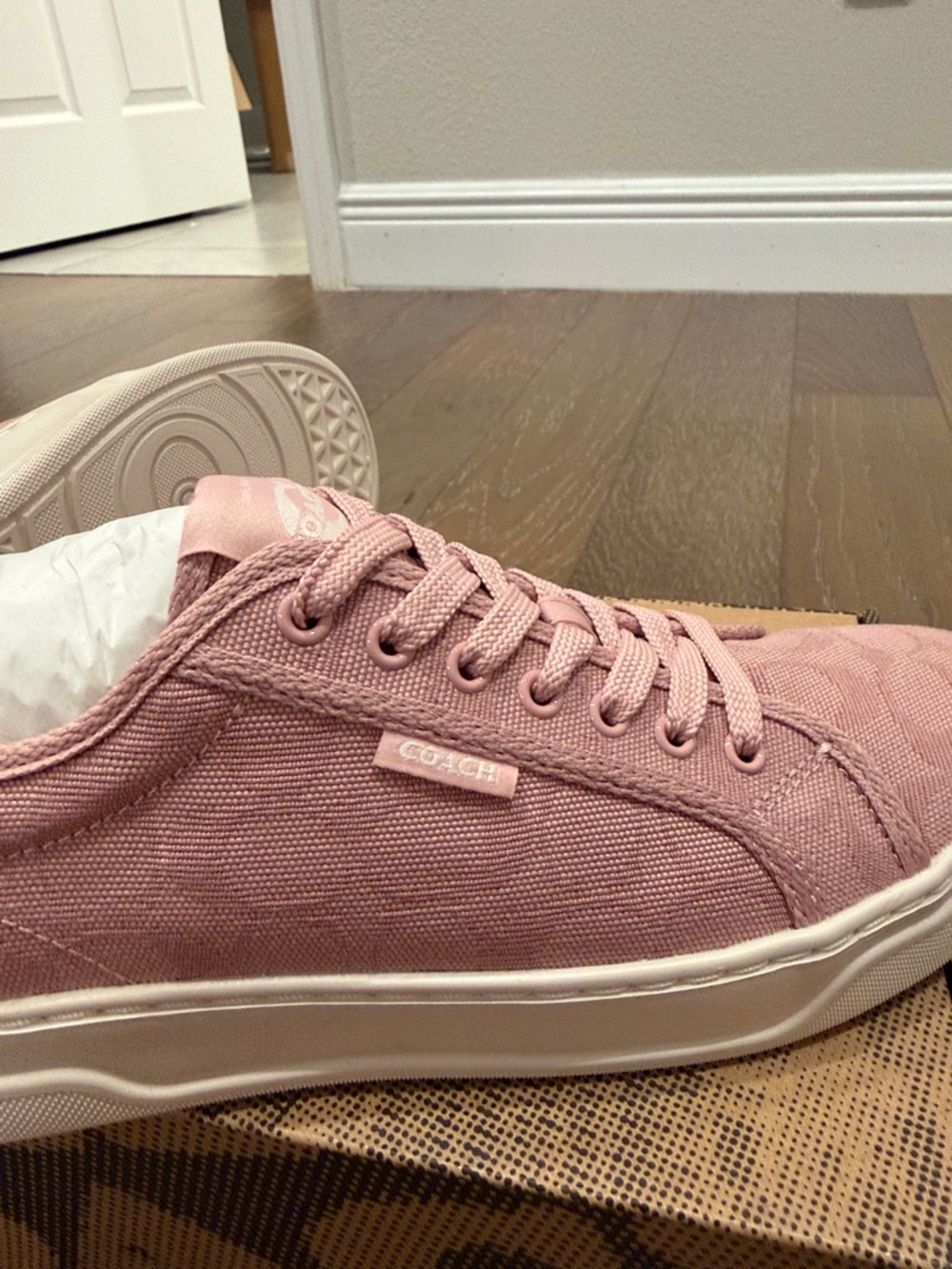 Coach Women's Pink Canvas Signature Sneakers - Picture 3 of 8